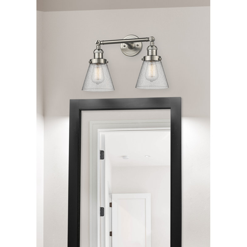 Éclairage pour salle de bain 2 lumières à intensité variable Aldona, Nickel satiné brossé