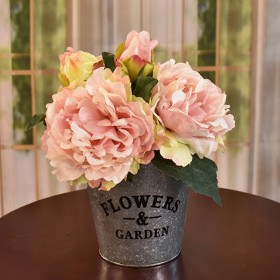 11 " Faux Peony in Planter