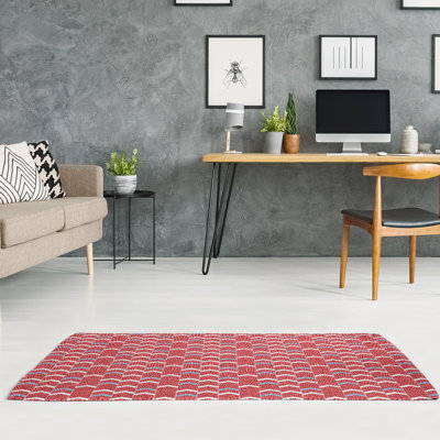 Tapis de zone rouge/bleu fait main