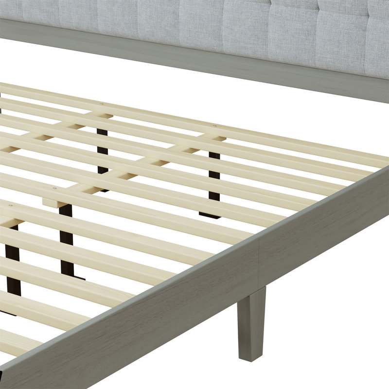 Solid Wood Platform Upholstered Headboard Bed
