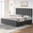 King Bed Frame With Headboard And 4 Storage Drawers, Platform Bed Frame Square Stitched Button Tufted-1062865892-1062865901