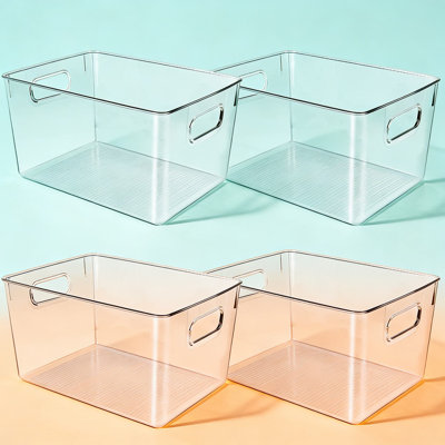 Clear Plastic Storage Bins And Organizer Containers For Kitchen Pantry Refrigerator Cabinet Bathroom And Home Organization