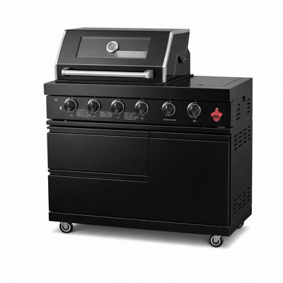 Îlots de cuisine d'extérieur en acier inoxydable à 4 brûleurs Black Gas