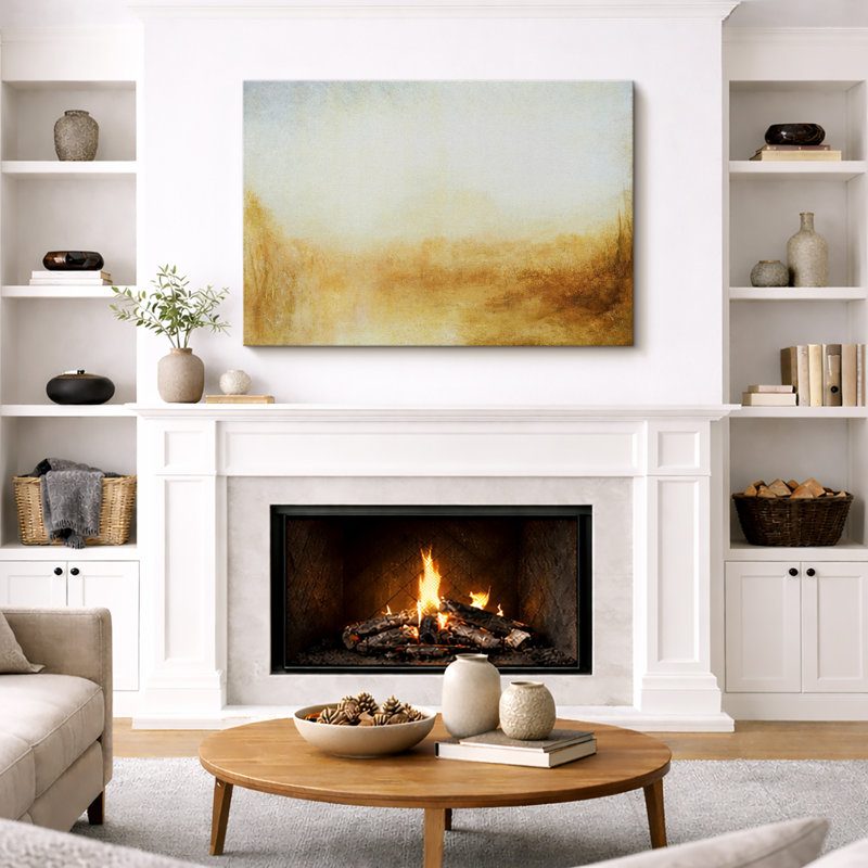 «Soft Earth Tone», art de l'horizon abstrait, images de chambre à coucher, impression sur toile encadrée sur toile.