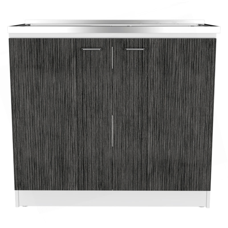 Évier utilitaire rectangulaire rectangulaire 2 portes et armoire Brookeline, Gray