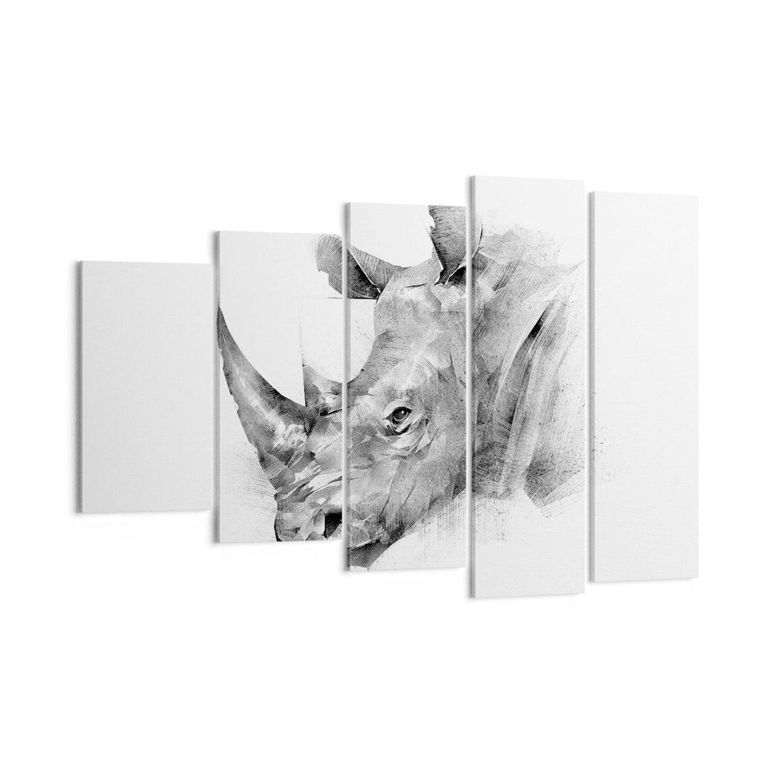 Leinwandbild Rhinoceros Portrait Graphics