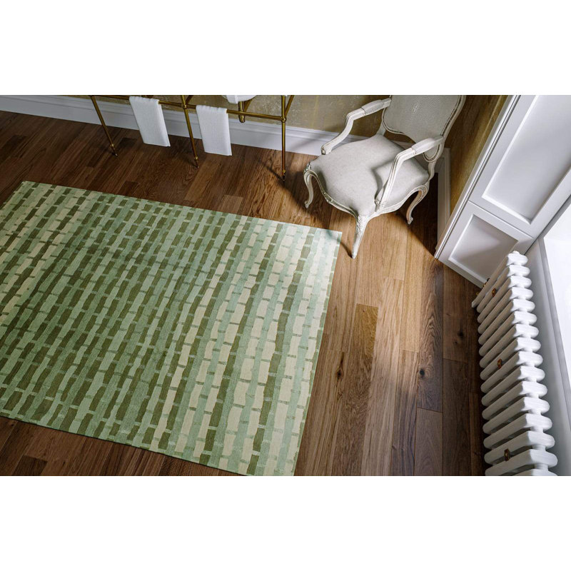 Designers Reserve Striped Area Rug in Green/White, Rectangle 3' x 5'