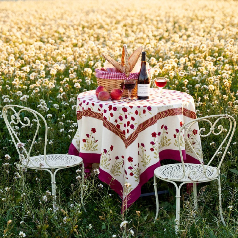 Couleur Nature Poppies Floral Cotton Tablecloth & Reviews | Wayfair