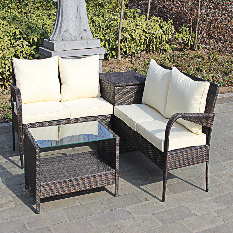 Runion 4 - Person Patio Dining Set with Rectangular Table , Cushions Included
