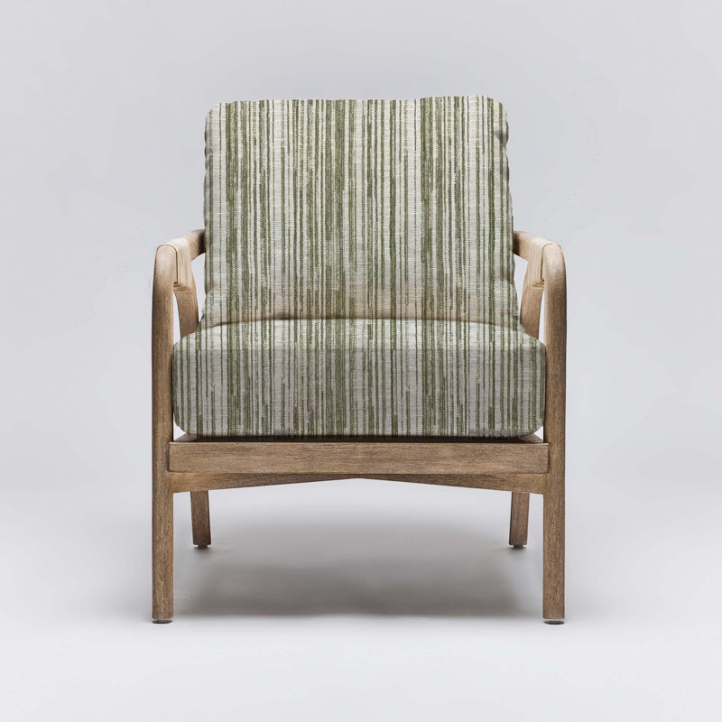 Delray Upholstered Armchair, White Ceruse, Sage Brush