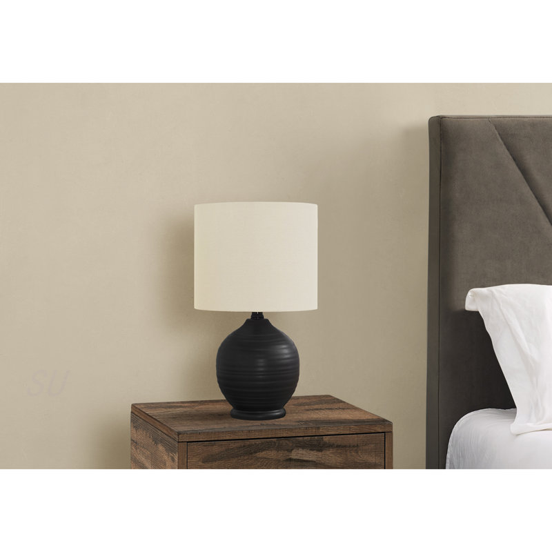 Lighting, 17"H, Table Lamp, Black Ceramic, Ivory / Cream Shade, Transitional