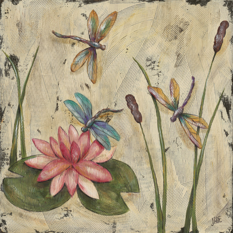 Dancing Dragonflies II by Jade Reynolds - Wrapped Canvas Painting, 122cm H x 122cm W