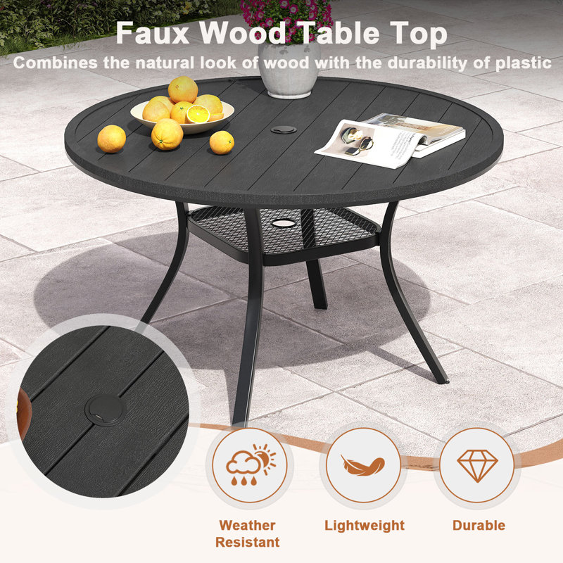 Round Patio Dining Table, Black