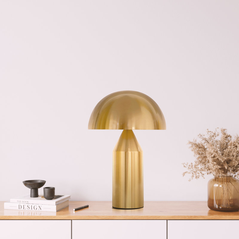 Venus Lampe de table à dôme moderne à intensité variable DEL avec finition laiton doré
