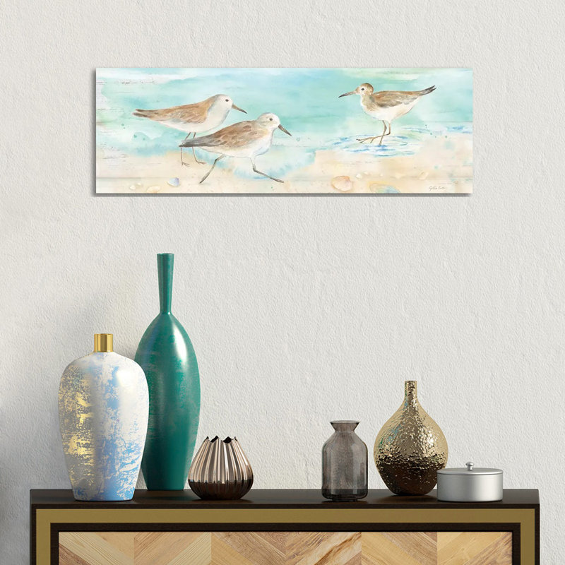 Sandpiper Beach Panel by Cynthia Coulter - Wrapped Canvas Panoramic Painting, 30.48 cm H x 91.44 cm W x 1.91 cm D