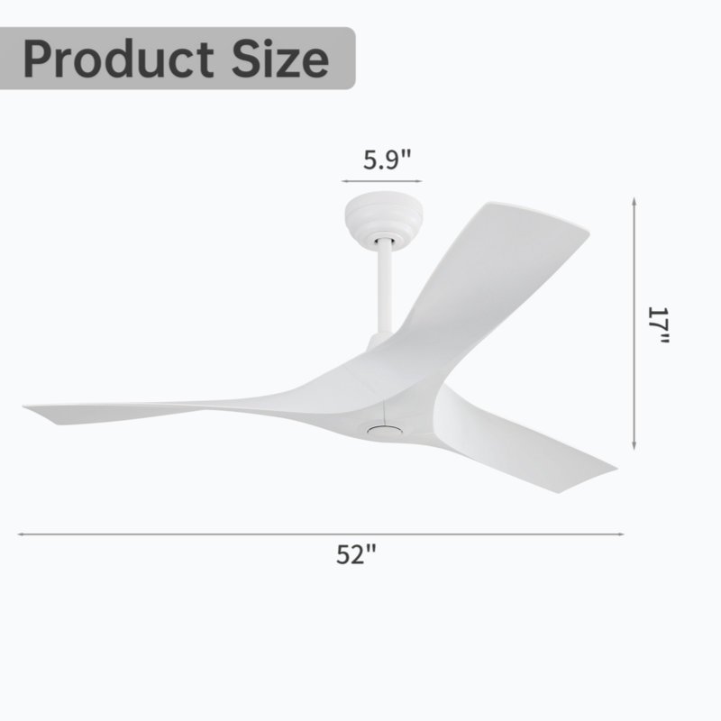 Ventilateur de plafond 52 po Kamrin, Blanc avec pales blanches