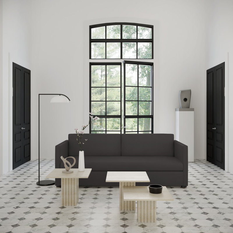 Madison Sofa, Box Weave Linen Graphite, 33" H x 96" W x 41" D, Ebony