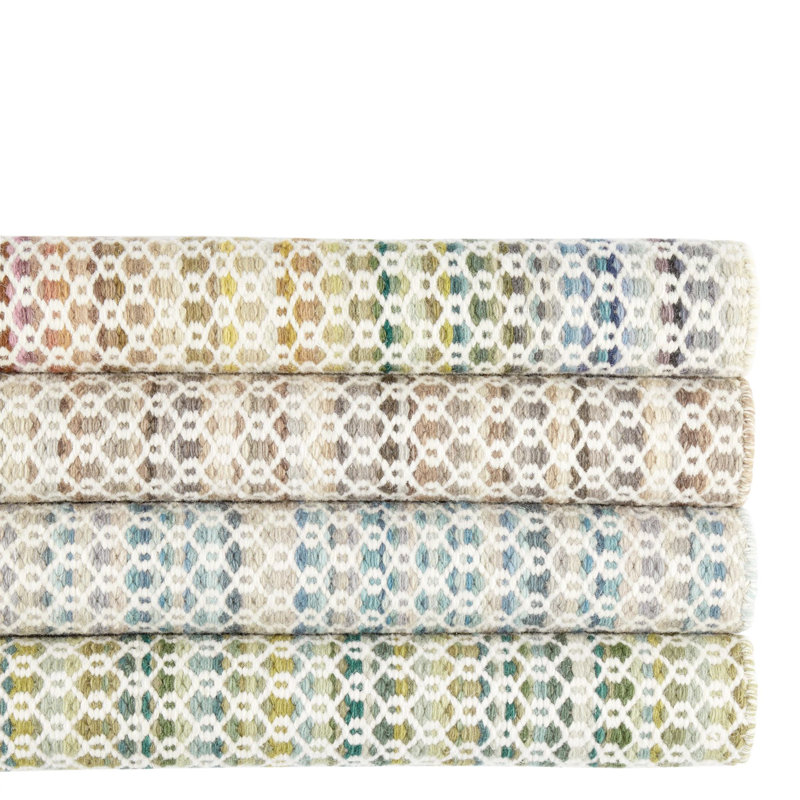 Poppy Geometric Area Rug, Moss/Ivory/Green, Rectangle 7'6" x 9'6"