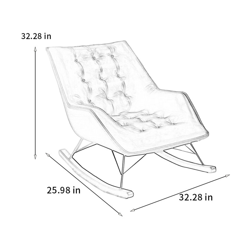 Chaise berçante luxueuse en bois massif clair, Brun jaunâtre