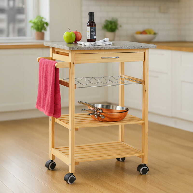 Wybron Granite Top Kitchen Cart