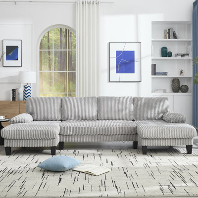 U-Shaped Couch With Oversized Seat,4-Seat Sofa  With Double Chaise,Comfortable And Spacious Indoor Furniture For Living Room,Apartment