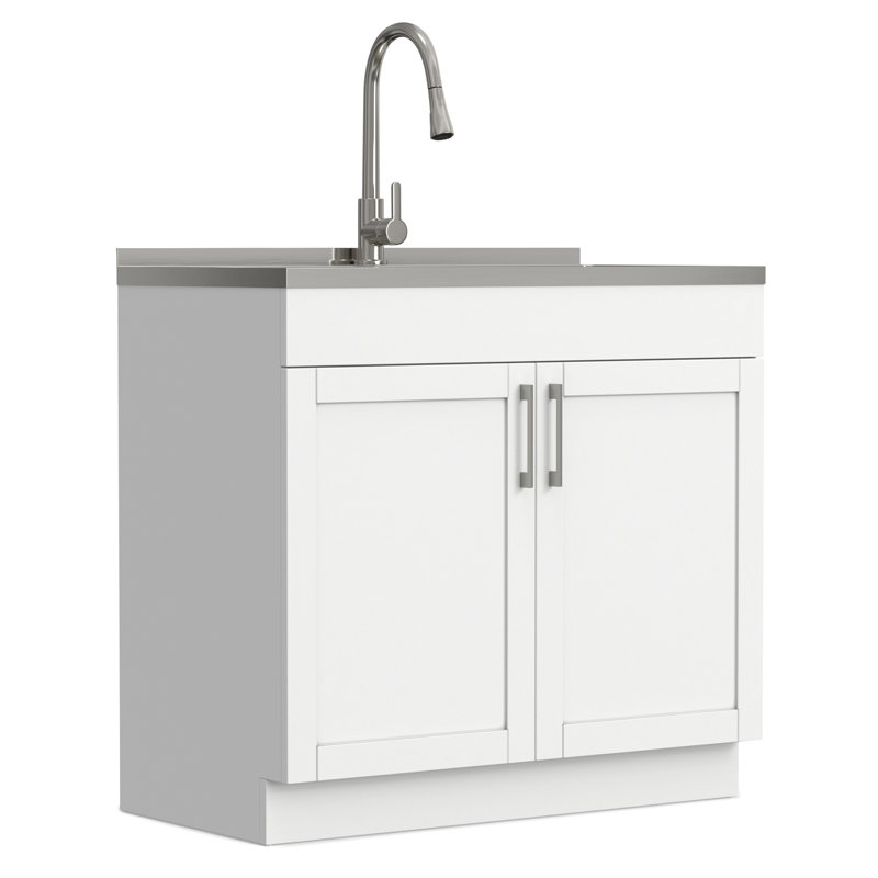 Modern Wide Shaker All-In-One 36-inch Laundry Utility Sink and Cabinet