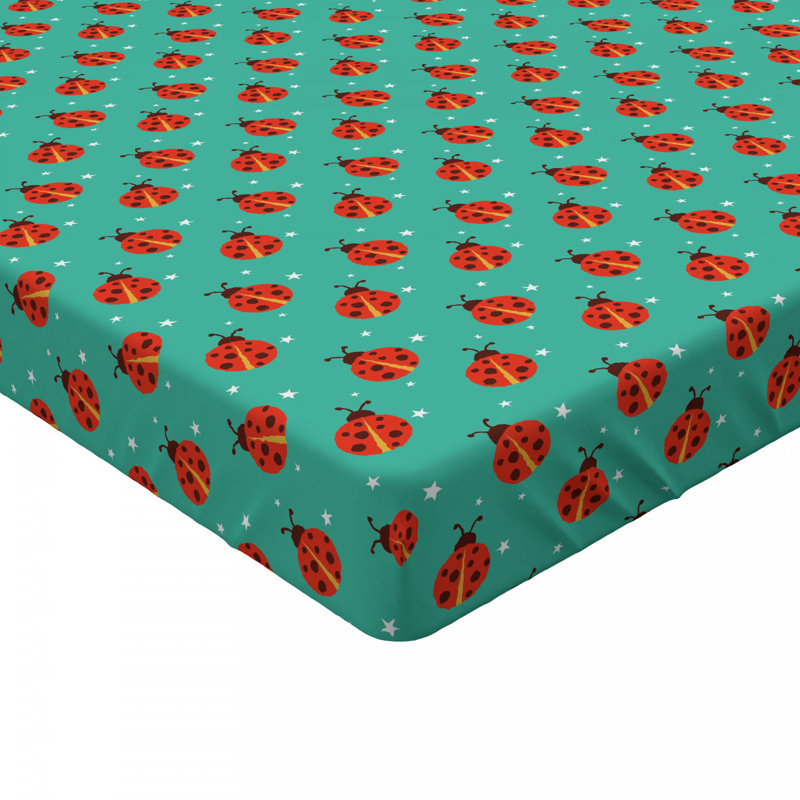 Drap-housse en microfibre coccinelles avec petite étoile, Drap-housse de taille double