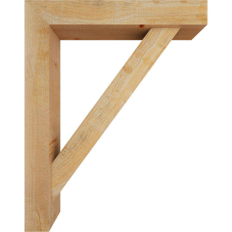 Traditional Block Bracket w/ Offset Brace, 38 x 30, 6"W Douglas Fir (Rough Sawn)