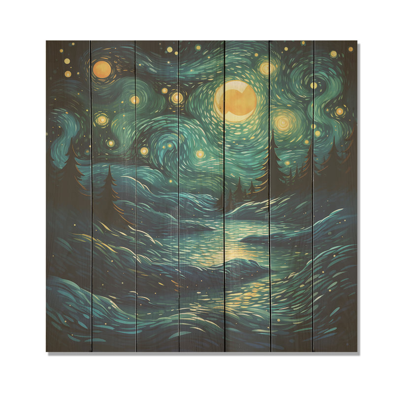 Starry Night Ocean Storm I - Classiques sur bois, H 30 po x l 30 po