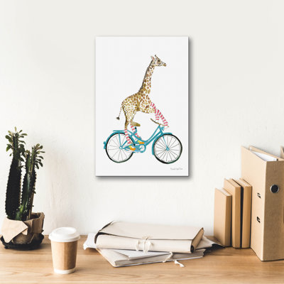 Art mural sur toile Trinx «Giraffe Joy Ride 1 No Ballons» par Mercedes Lopez Charro