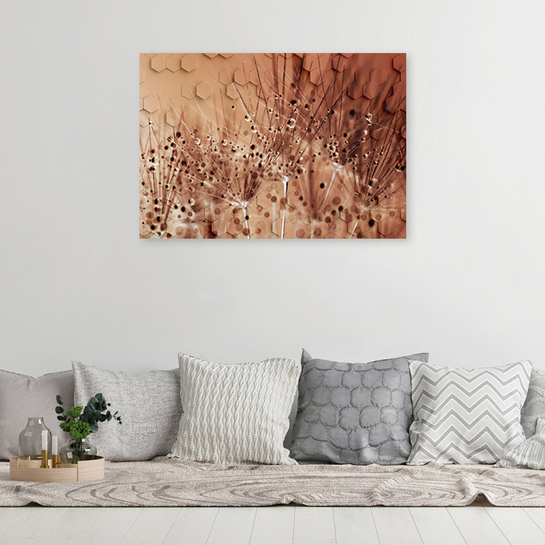 Dandelion in Dew Drops - Wrapped Canvas Art Print