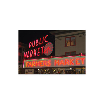 " Public Market Center And Farmers Market Neon Signs, Pike Place Market, Seattle, Washington, USA " by Lynn Seldon