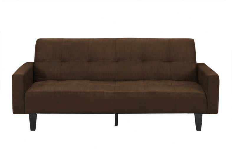 Puzzle Upholstered 78.1'' Sofa, Dark Chocolate Microfiber, Silver
