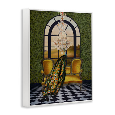 Fancy Peacock & Chandelier Framed Giclee Art, design by Erika C. Brothers