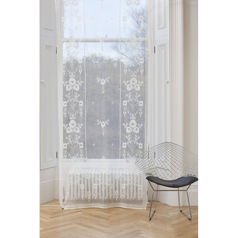 Benjamon Cotton Blend Sheer Curtain Single Panel, 119 W x 183 D cm, Cream