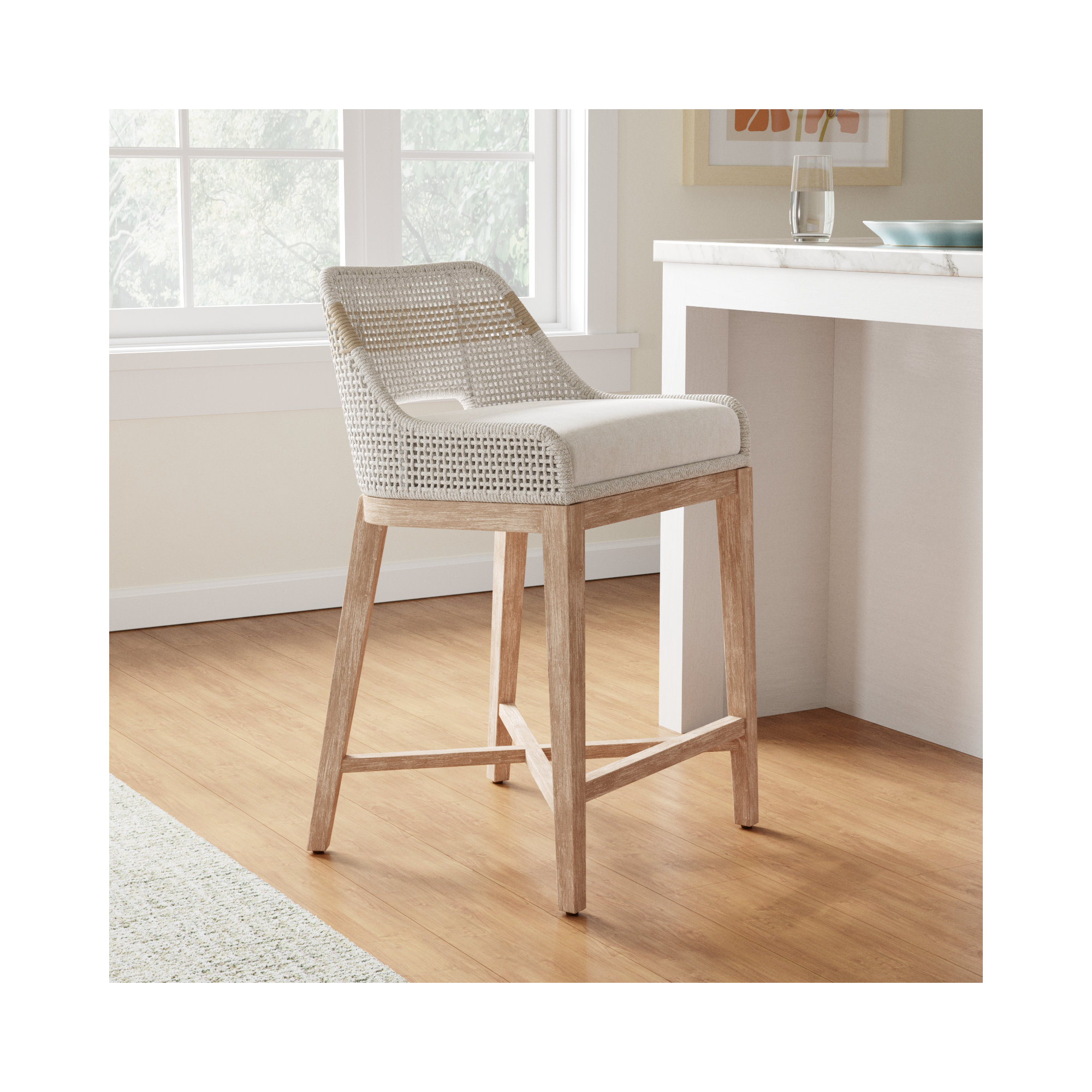 Bowker Bar & Counter Stool, Taupe & White / Pumice, Counter Stool (26" Seat Height)