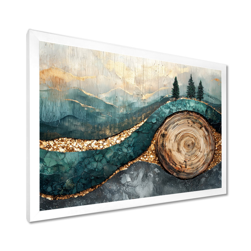 Émeraude et rivière de cristal dans la forêt II - forêt, art mural, H 24 po x l 32 po, Blanc