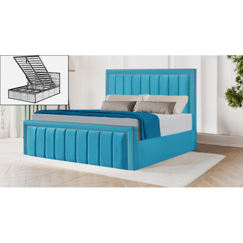 Luciana Upholstered Ottoman Storage Bed, Single (3'), Teal