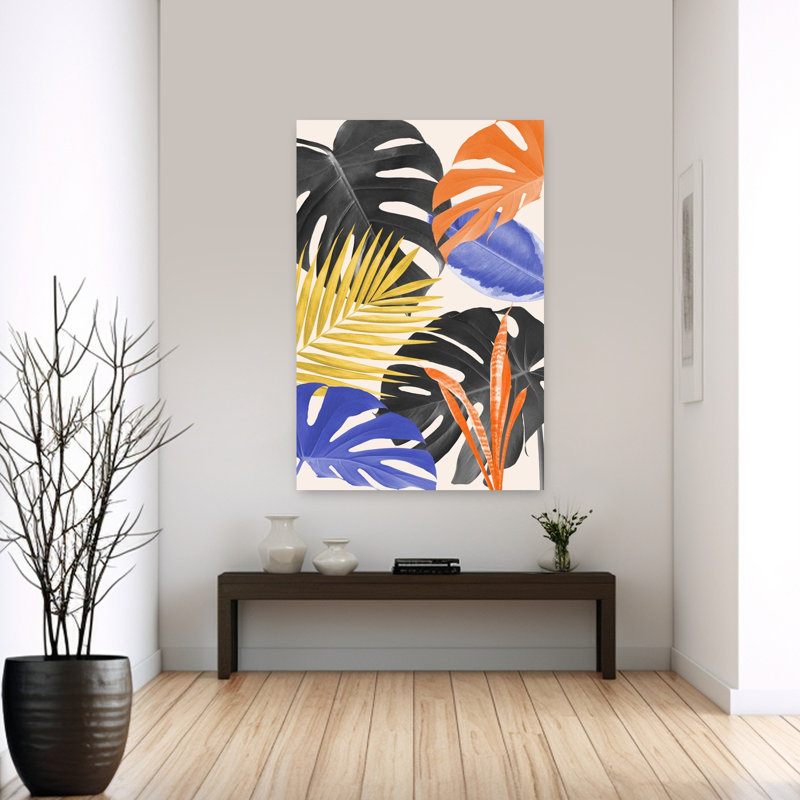 Colorful Tropical Foliage Abstract Contemporary Wall Art Print, 152.4cm H x 101.6cm W
