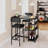Dining Bar Table Set With 3 Storage Shelves, Pub Bar Counter Table With 2 Footrest Chairs-1337629336