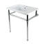 Évier de console 31 "avec pieds en laiton (8 pouces, 3 trous) Addington Kingston Brass KVBH31227W8B7, blanc / laiton brossé-79100637