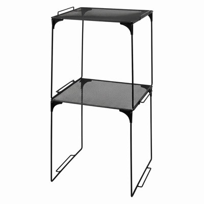 Ensemble de 2 ou 4 tablettes de rangement empilables en métal, pliables et en maille métallique, disponibles en rose, bleu, violet, noir et multicolore, pour un rangement optimal dans les armoires, sur les comptoirs, dans le garde-manger et sur les bureaux.