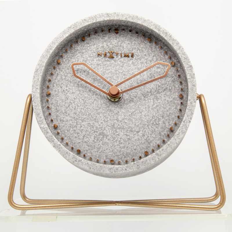 Modern & Contemporary Analogue Metal Quartz Movement / Crystal Tabletop Clock, Grey