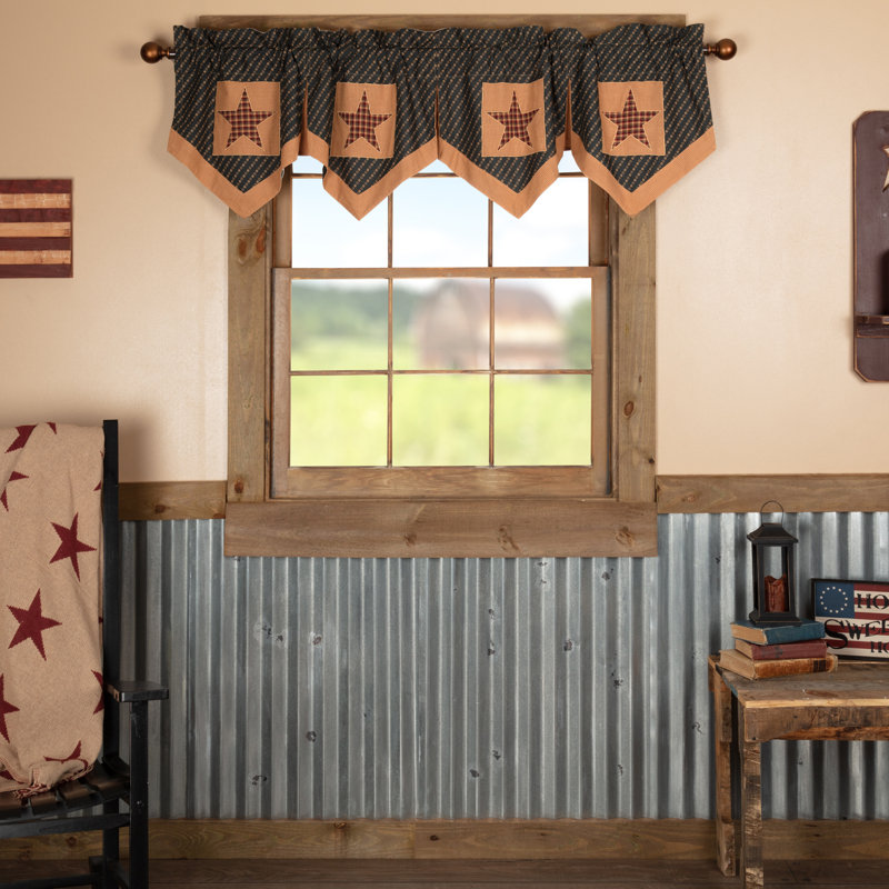 Medomak Cotton Geometric Scalloped Window Valance, 20" W x 72" L