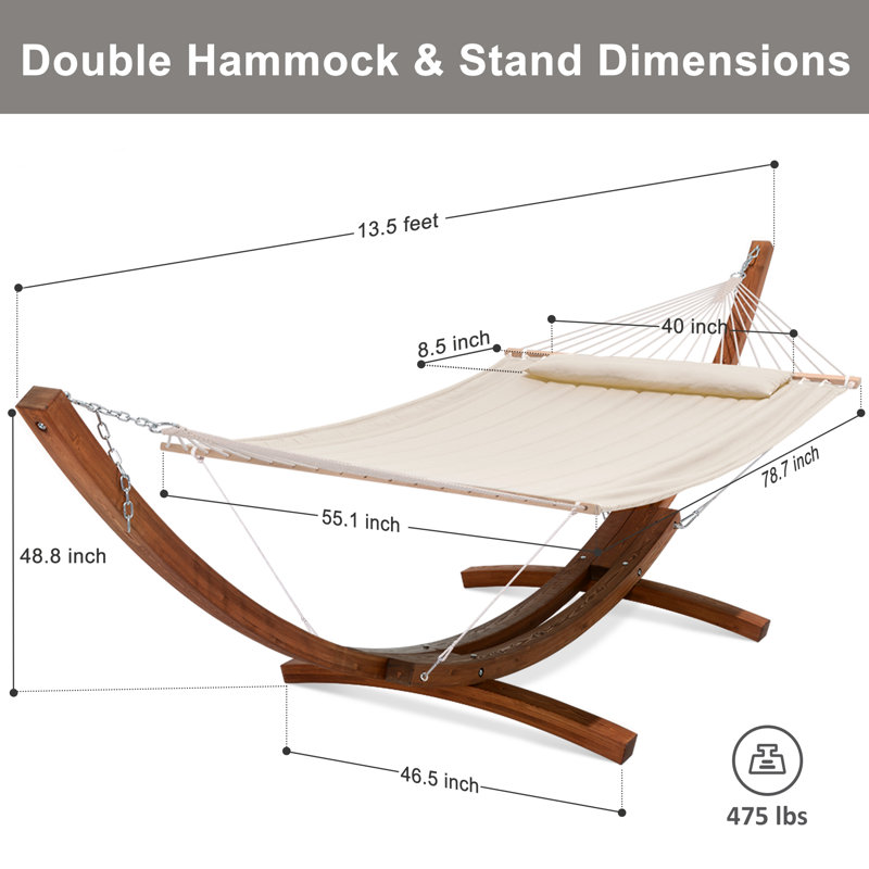 Hamac double avec support Volkrad, Beige uni