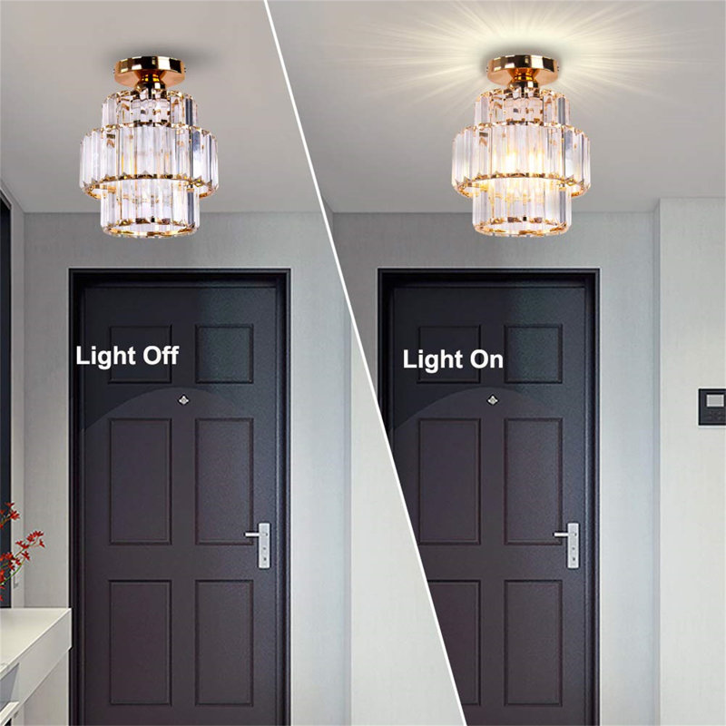 20Cm Semi Flush Mount, Gold