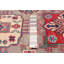 Tapis rouge / bleu / saumon en laine noué à la main de conception unique nouvel âge 6 pi 4 po x 10 pi Putman