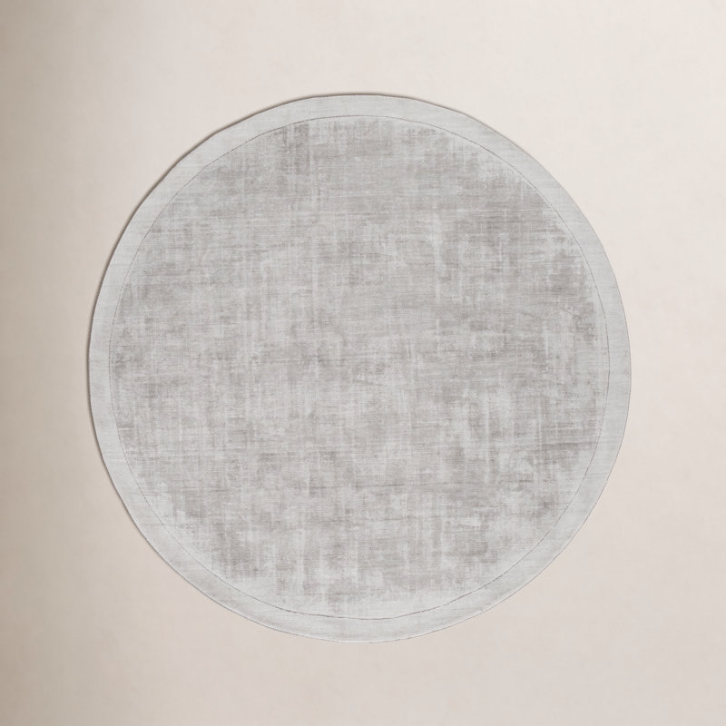 Tapis sauge clair tissé à la main Mckinley, Rond 3 pi 6 po