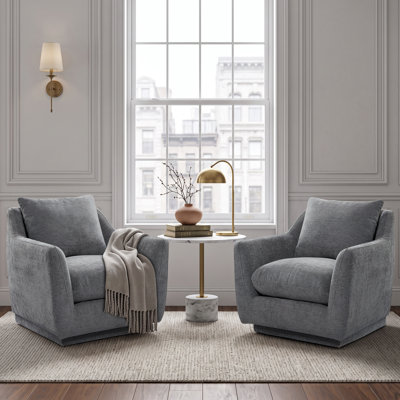 Fauteuil d'appoint rembourré en chenille entièrement pivotant à 360 °