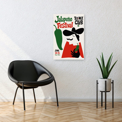 Jalapeapo Festival Fiesta Bold Contemporary Summer City Wall Art Print 1 Piece Wrapped Canvas Wall Art